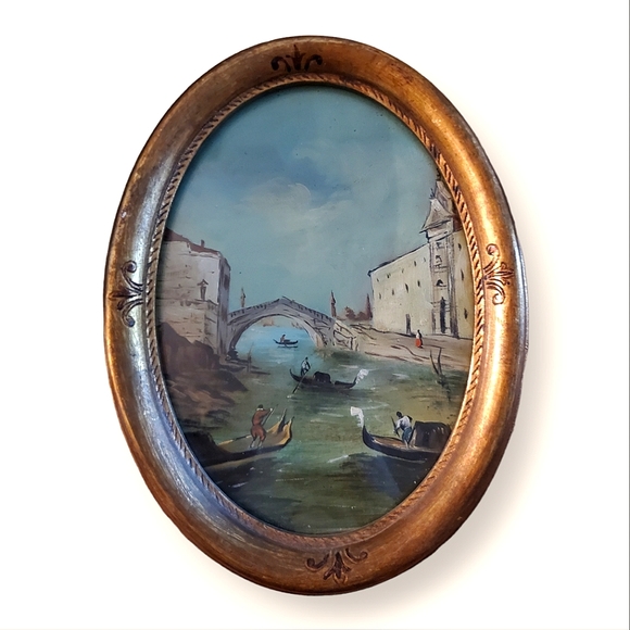 Antique Photo Frame Round Tabletop Wall Hanging for Retro Home Decor Bedroom - Picture 1 of 2